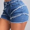 Patchwork Skinny Pocket Zipper Fly Denim Shorts