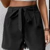 Black Bowknot Regular Drawastring High Waisted Shorts