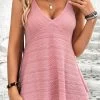 Pink Weave Strappy V Neck Camisole Top