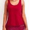 Red Lace Strappy Scoop Neck Tank Top