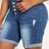 Denim Blue Pocket Skinny Button Fly Shorts