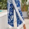 Blue Patchwork Tribal Print Elastic Waist Pants