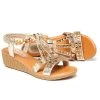 Golden Tribal Open Toe Low Heel Sliders