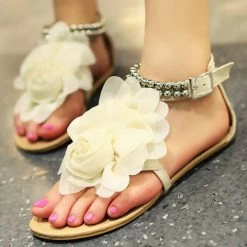 Beige Toe Post Falt Flip Flops