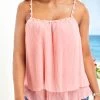 Pink Pearl Strappy Square Neck Camisole Top