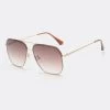 Geometric Pattern Metal Detail Golden Square Sunglasses
