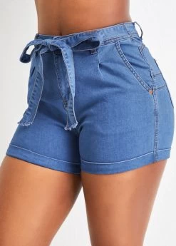 Skinny Pocket Zipper Fly Denim Shorts