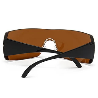 Dark Camel Oversized Patchwork Large Frame Sunglasses - Image 3