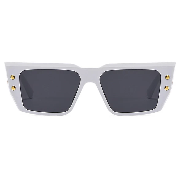 White Cat Eye Rivet Detail Sunglasses - Image 2
