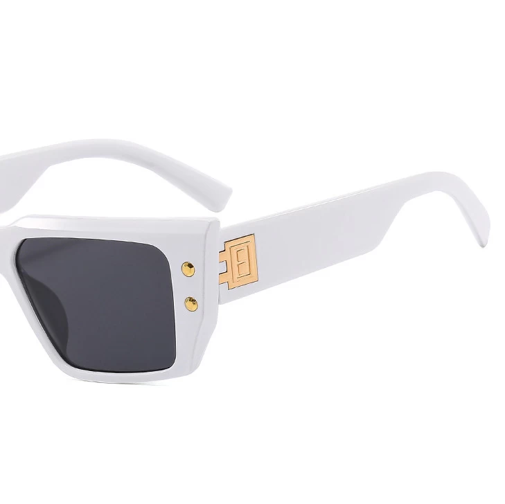 White Cat Eye Rivet Detail Sunglasses - Image 3