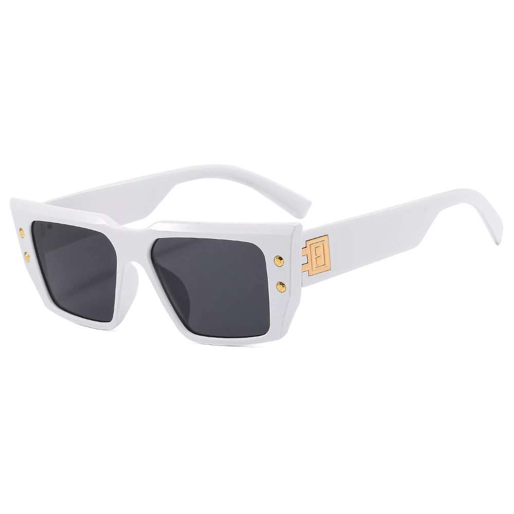 White Cat Eye Rivet Detail Sunglasses