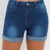 Navy Pocket Regular Button Fly Mid Waisted Shorts