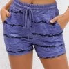 Blue Pocket Striped Regular Drawastring High Waisted Shorts