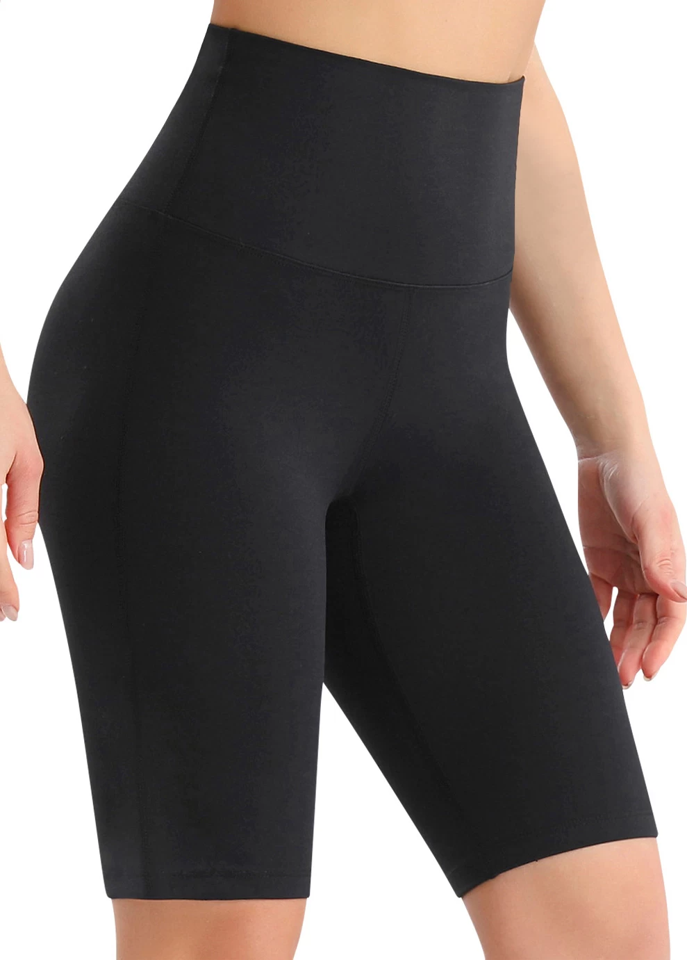Black High Waisted Short Elastic Waist Leggings