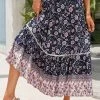 Multi Color Patchwork Floral Print A Line Skirt
