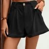 Black Pocket Button Fly High Waisted Shorts