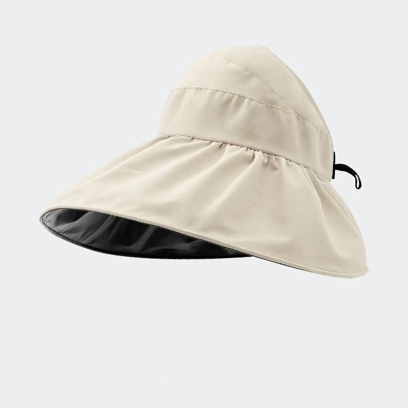 Beige Nylon Fold Detail Visor Hat - Image 2