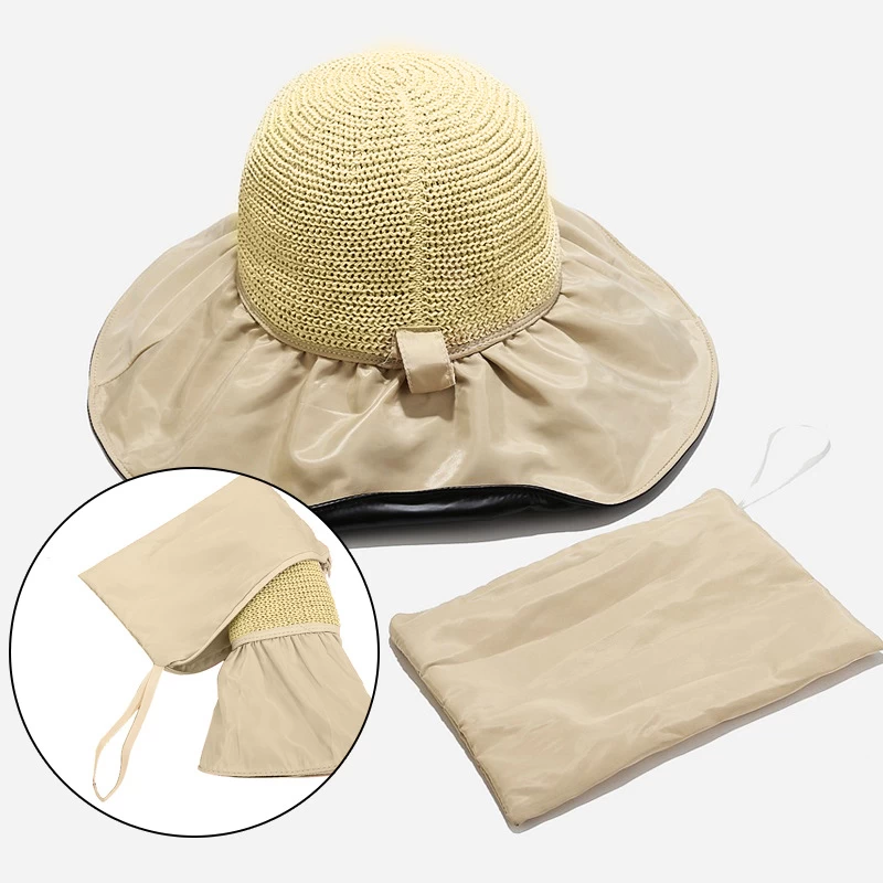 Beige Bowknot Design Patchwork Visor Hat - Image 2