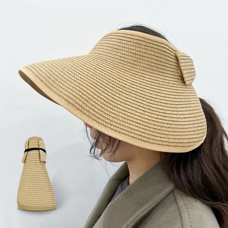 Light Coffee Bowknot Foldable Visor Hat