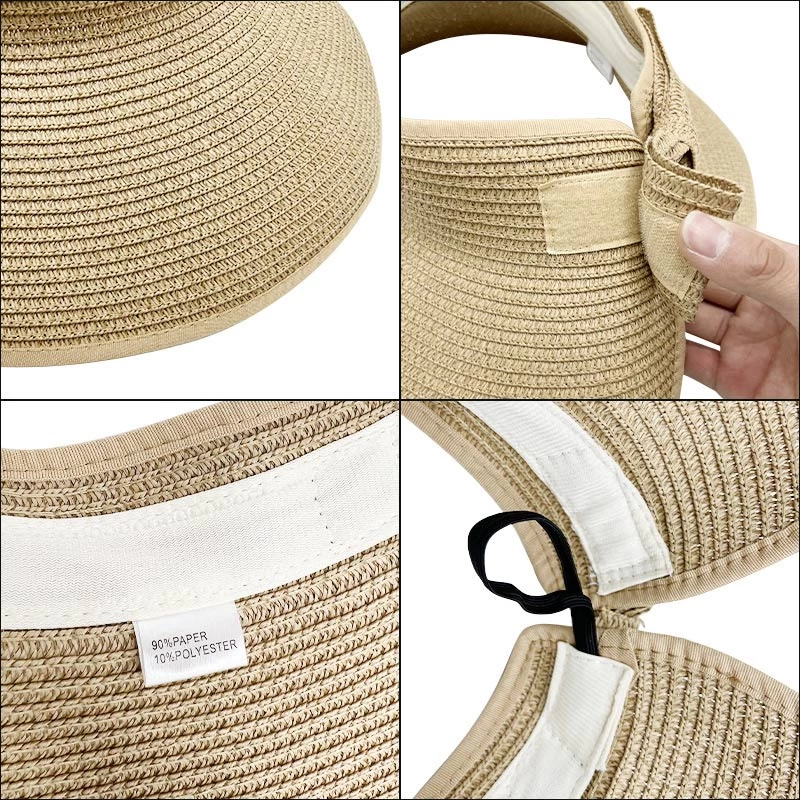 Light Coffee Bowknot Foldable Visor Hat - Image 3
