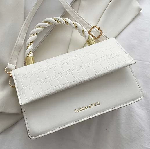 White Twist Design Magnetic Crossbody Bag - Image 2