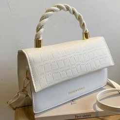 White Twist Design Magnetic Crossbody Bag