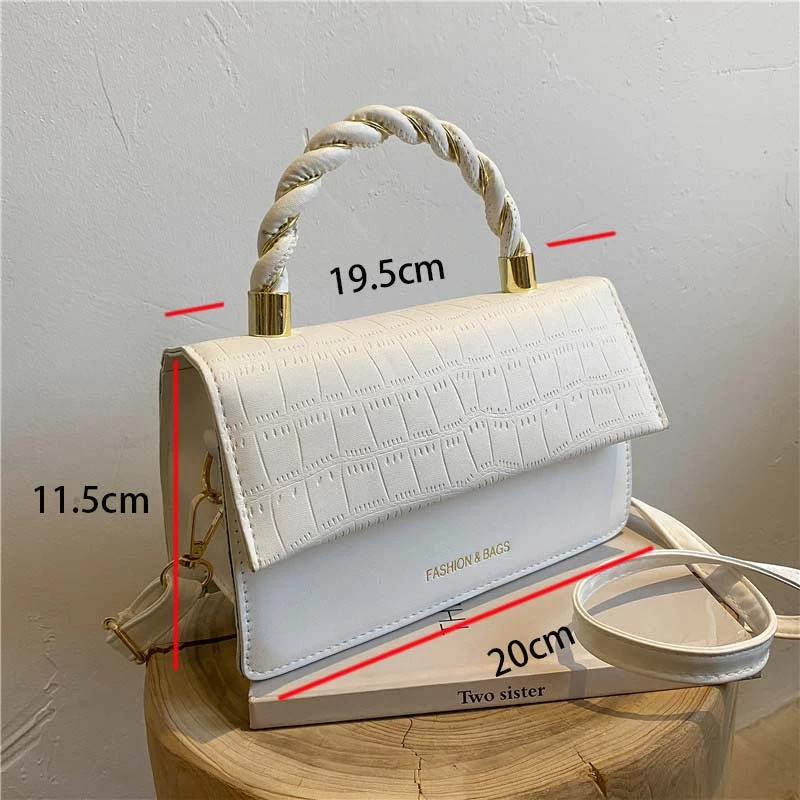 White Twist Design Magnetic Crossbody Bag - Image 3