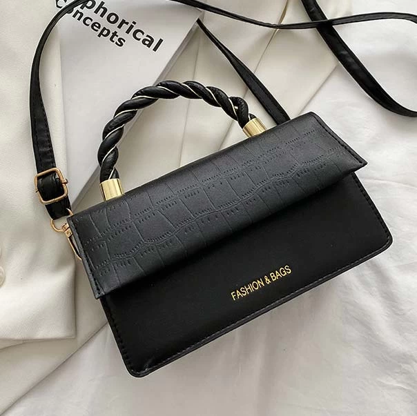 PU Detail Black Magnetic Crossbody Bag - Image 2