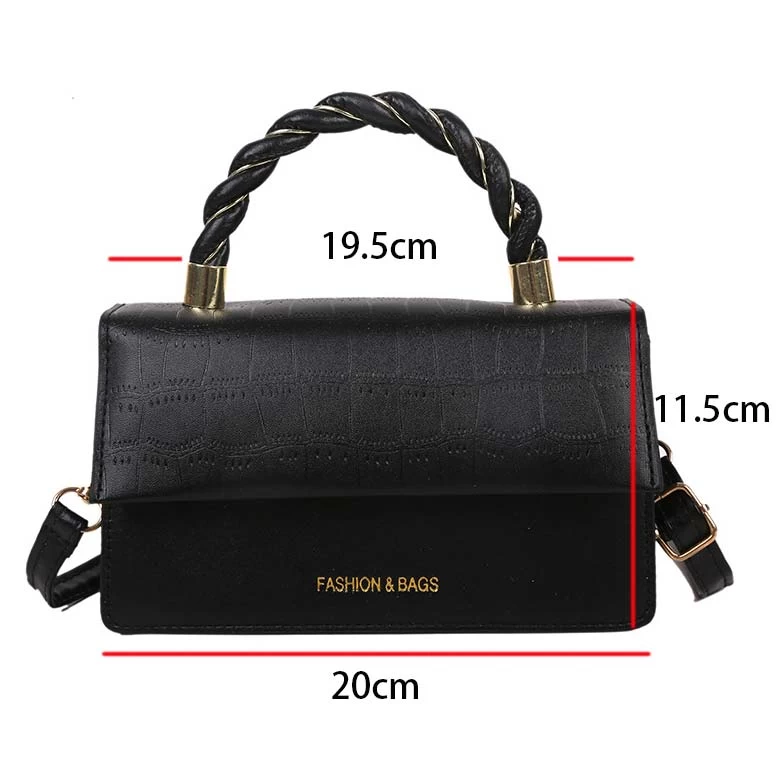 PU Detail Black Magnetic Crossbody Bag - Image 3