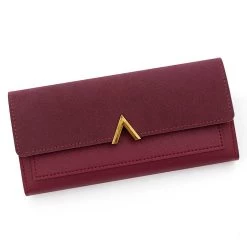 Metal Ring Detail Deep Red Hasp Wallet