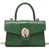 PU Detail Green Turnlock Chains Hand Bag