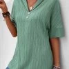 Sage Green Button Short Sleeve Blouse
