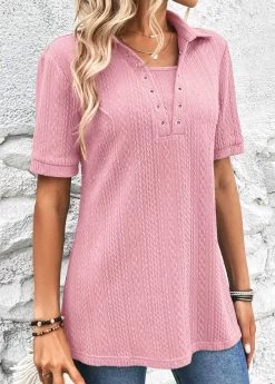Pink Eyelet Short Sleeve T Shirt