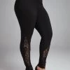 Black Lace Skinny Elastic Waist High Waisted Pants