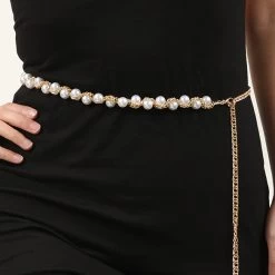 Gold Metal Detail Pearl Design Belt