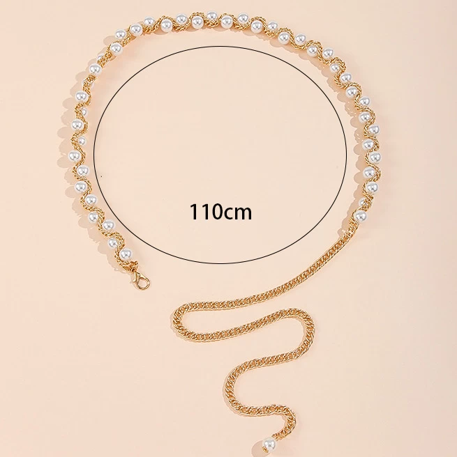 Gold Metal Detail Pearl Design Belt - Image 3
