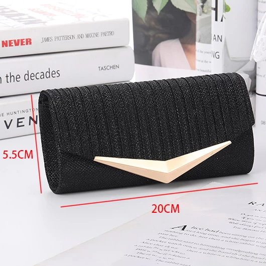 Black Magnetic Chains Metal Design Clutch Bag - Image 2