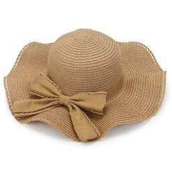 Light Camel Bowknot Detail Visor Hat