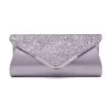 Light Grey Magnetic Sequined V Design Evening Bag