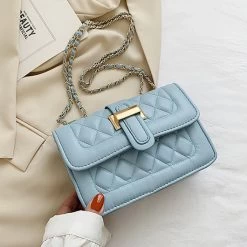 Light Blue Magnetic Chains Shoulder Bag