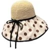 Acrylic Detail Beige Polka Dot Visor Hat
