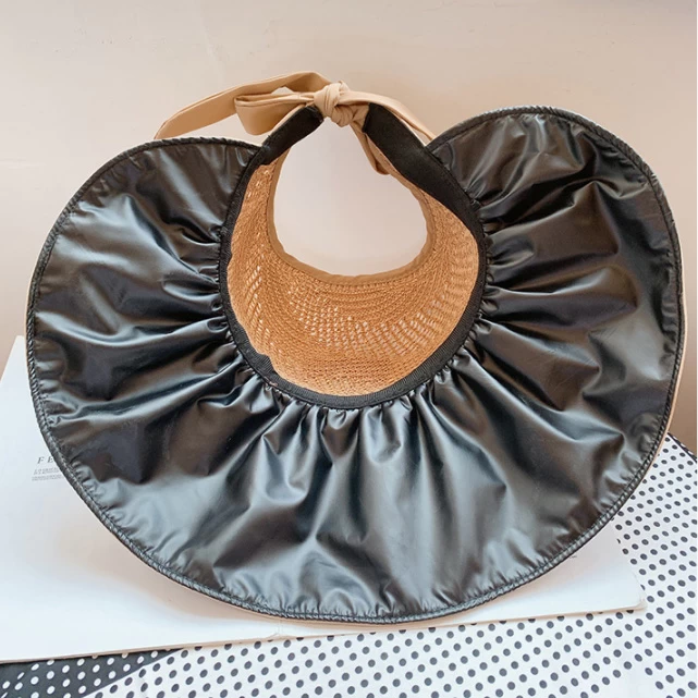 Polyester Detail Tie Back Beige Visor Hat - Image 3