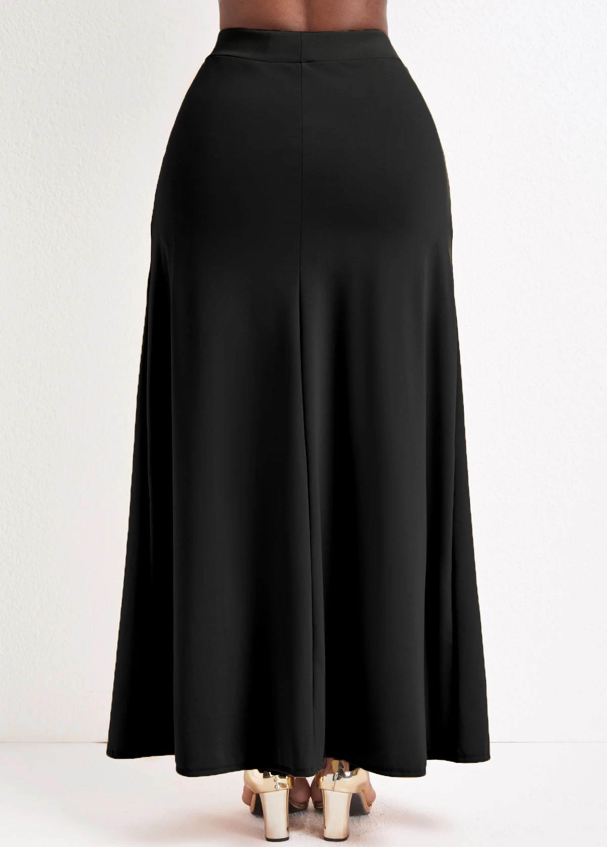 Black Pocket A Line Drawastring Maxi Skirt - Image 2