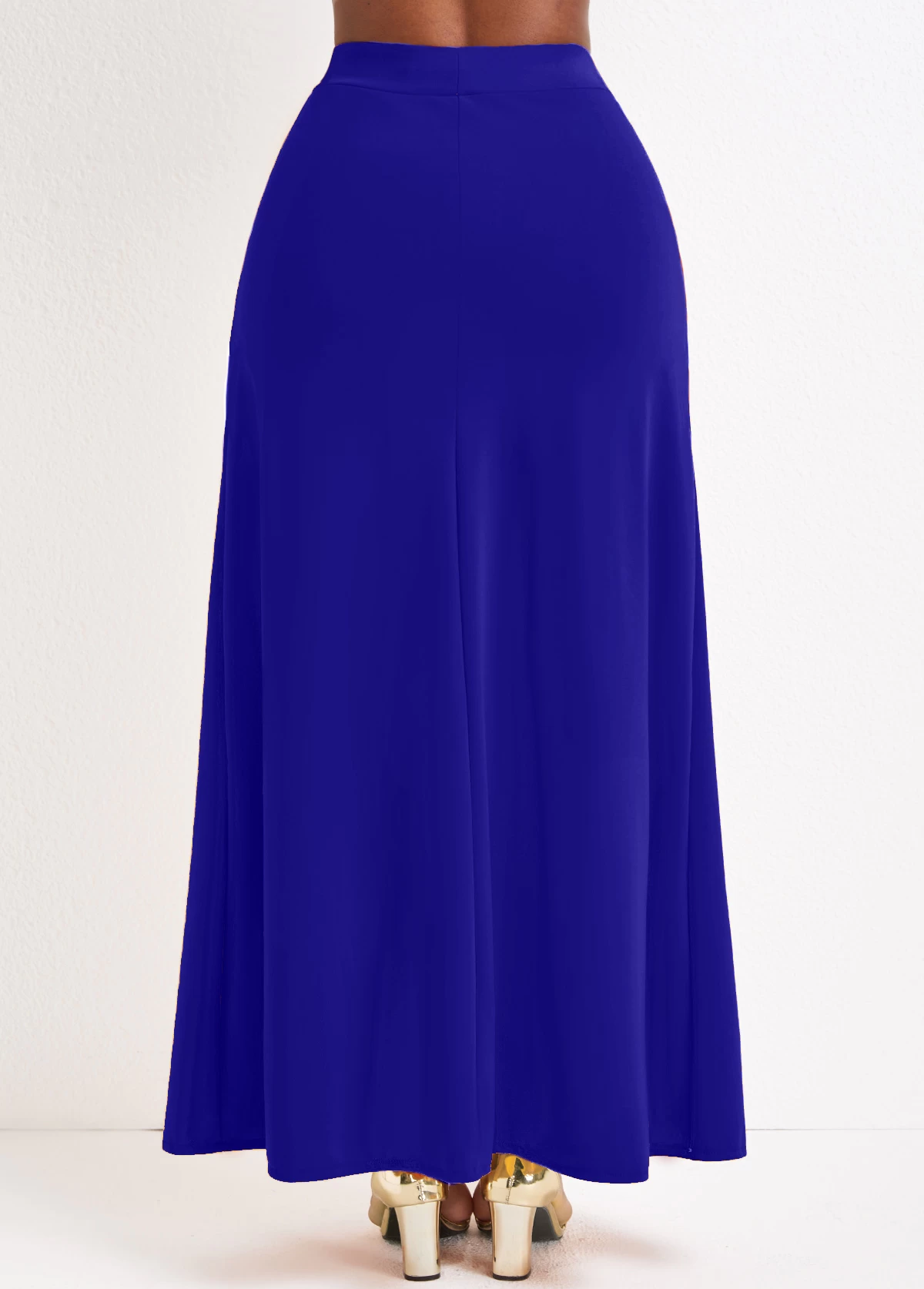 Purplish Blue Pocket A Line Drawastring Maxi Skirt - Image 2