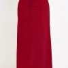 Wine Red Pocket A Line Drawastring Maxi Skirt
