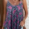 Hot Pink Asymmetry Tribal Print Camisole Top