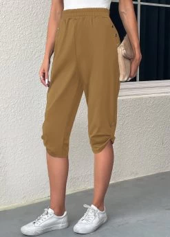 Light Camel Pocket Jogger Elastic Waist Pants