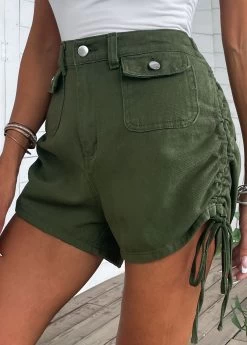 Olive Green Pocket Regular Button Fly Shorts