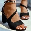 Black Peep Toe Mid Heel Wedges