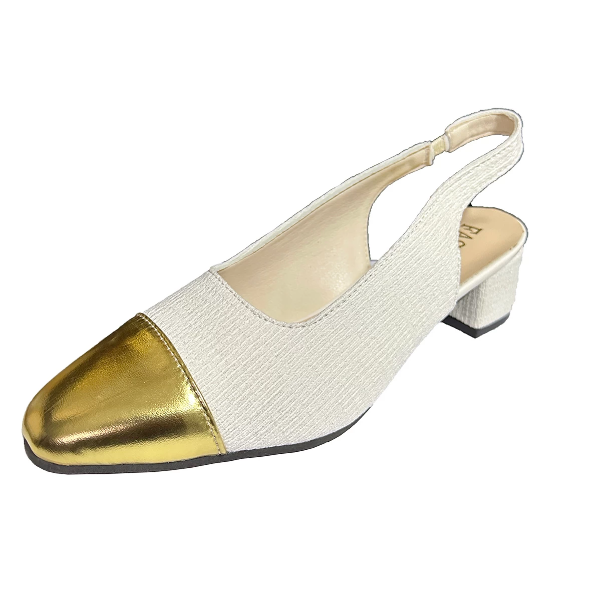 White Closed Toe Mid Heel Sandals - Image 3